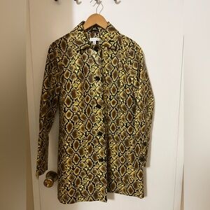 Snake Print Faux Leather Coat